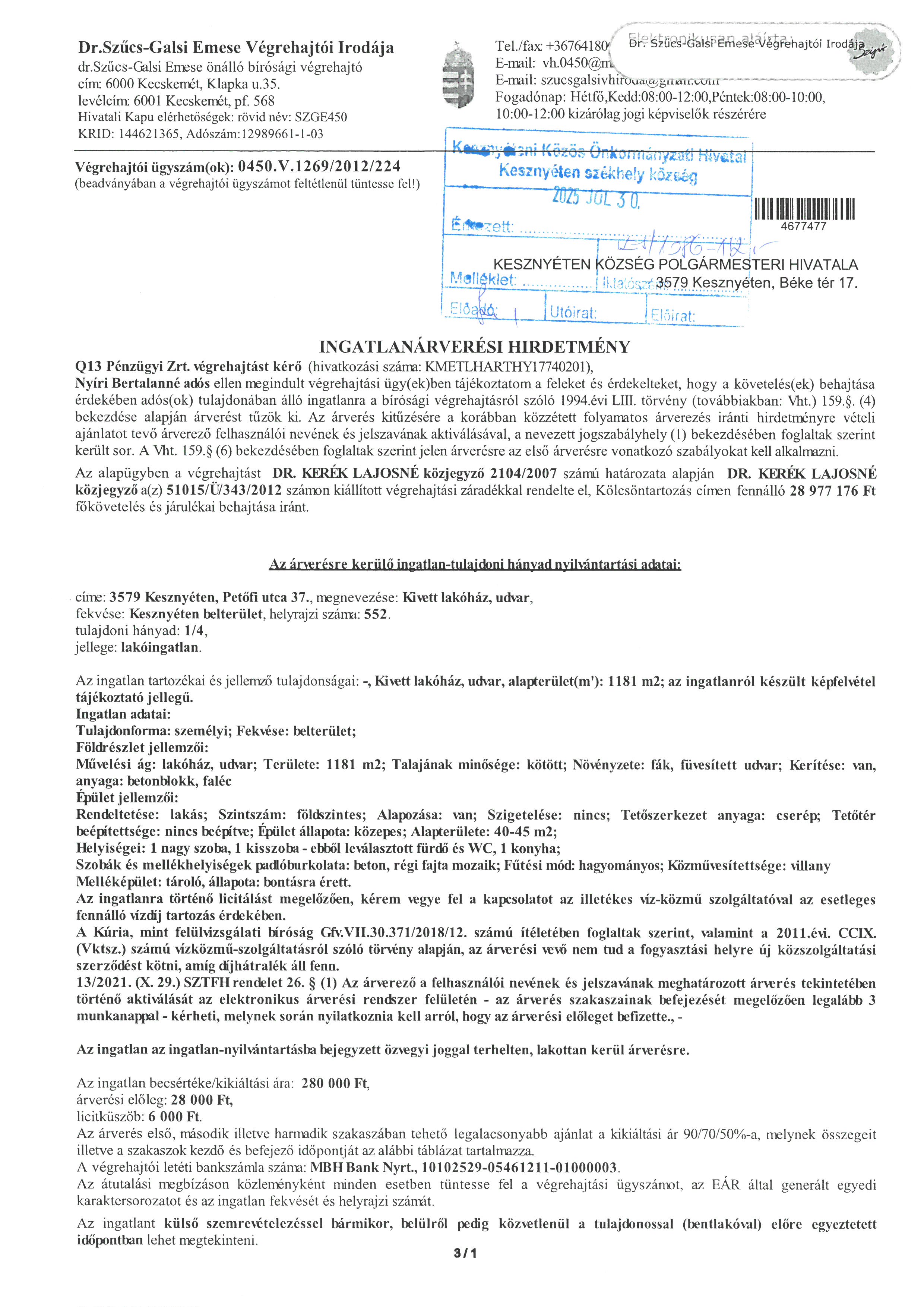 Ingatlanrversi hirdetmny