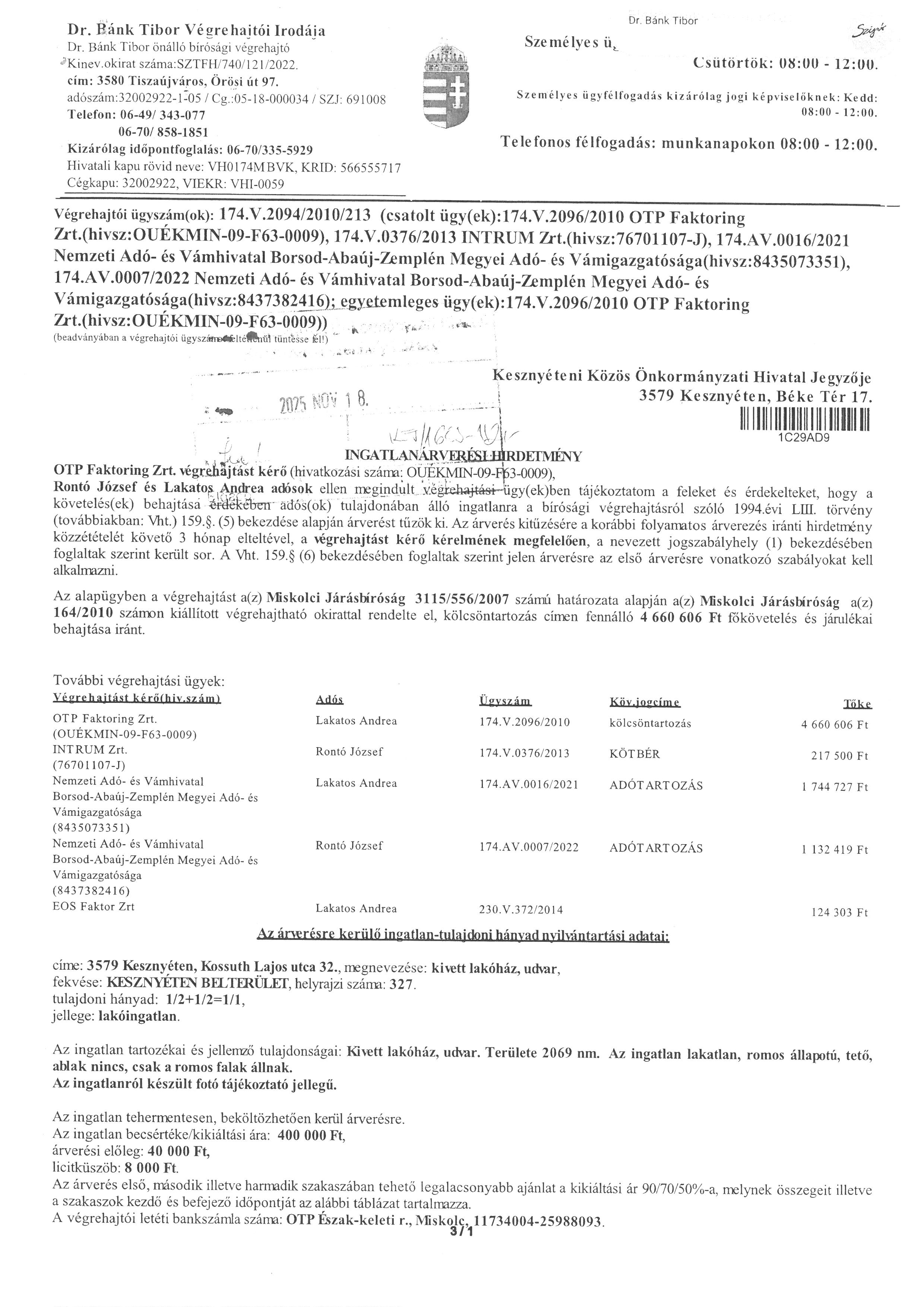 Ingatlanrversi hirdetmny